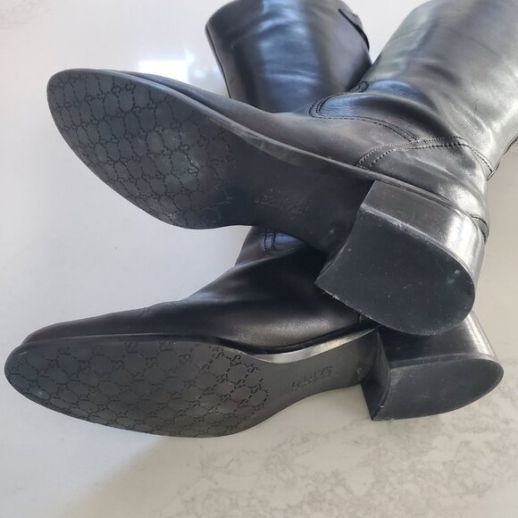 New Franco Sarto Black Leather Tall Riding Boot with Back Zipper size 9.5 - Picture 11 of 14